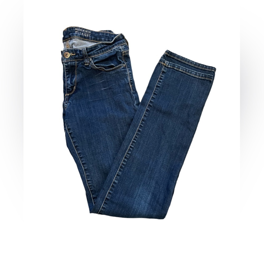 SMART SET Straight Leg Stretch Casual Mid Wash Whiskered Denim Jean 27